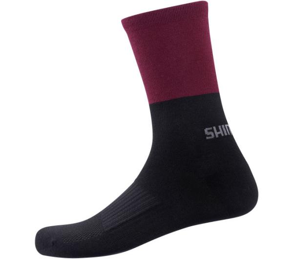 SHIMANO ORIGINAL WOOL TALL SOCKS BLACK/MAROON (M-L ( 41-44))
