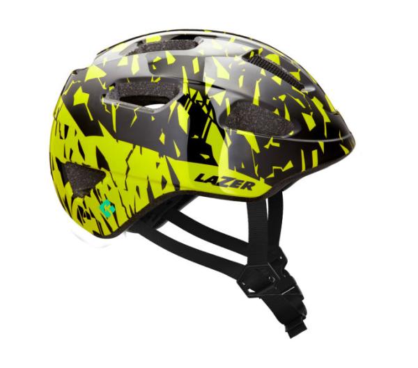 LAZER LAZER Helm Nutz KinetiCore Kids & Junior Black Flash Yellow Unisize 50-56 cm