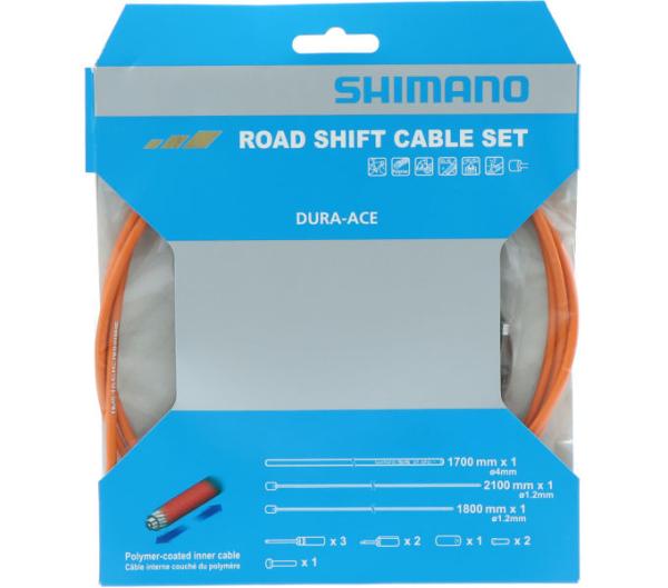 SHIMANO Schaltzug-Set Road polymerbeschichtet Orange